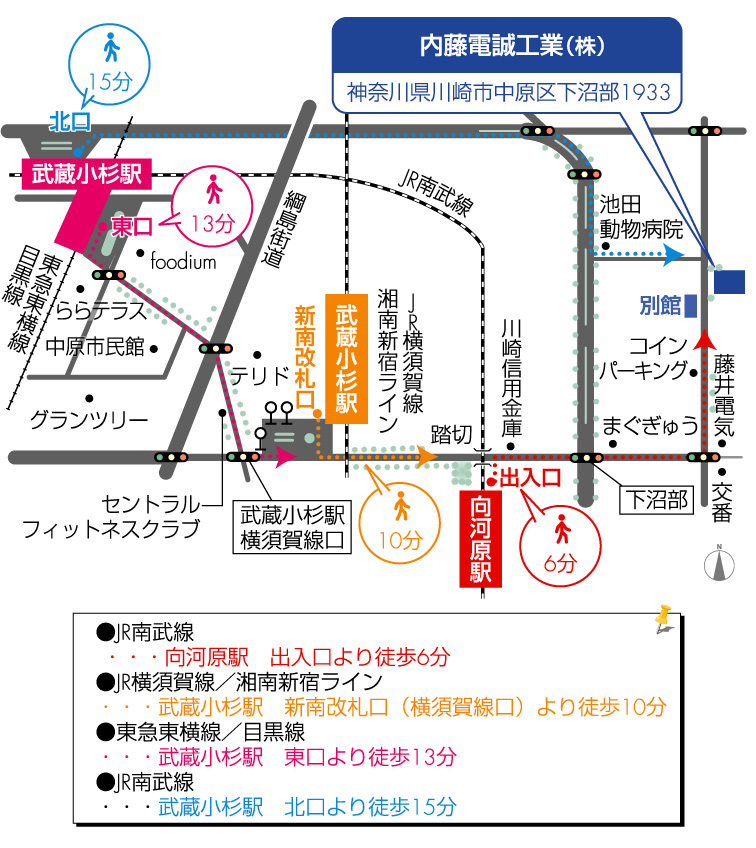 向河原、武蔵小杉より来場案内